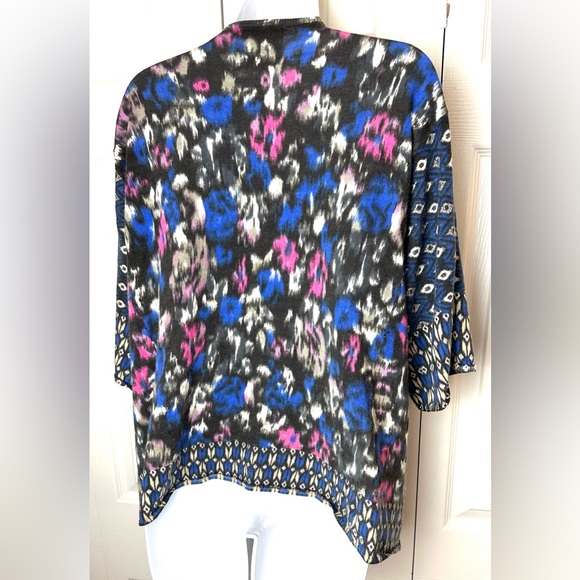 Anthro GUINEVERE Geofleur Kimono Wrap Cardigan Sweater Geo Floral Merino Wool - Picture 6 of 10